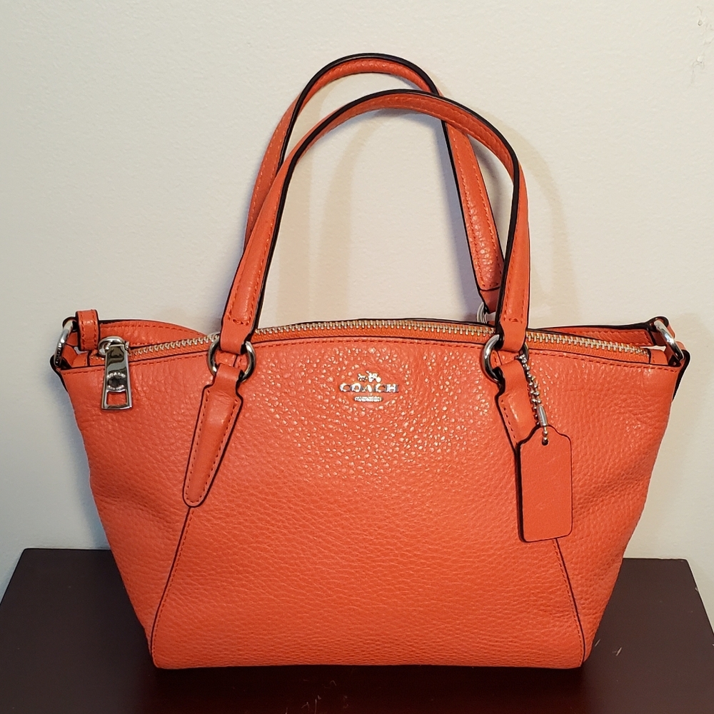 Coach F57563 Mini Kelsey Leather Shoulder Crossbody Designer Handbag Orange Red